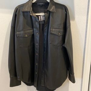 Oversized Black Pleather Shacket